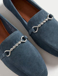 Suede Chain Detail Flat Loafers